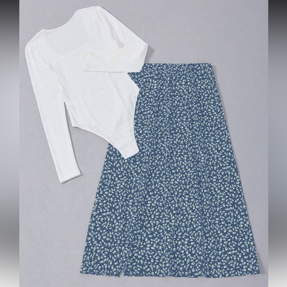 Floral Blue Skirt